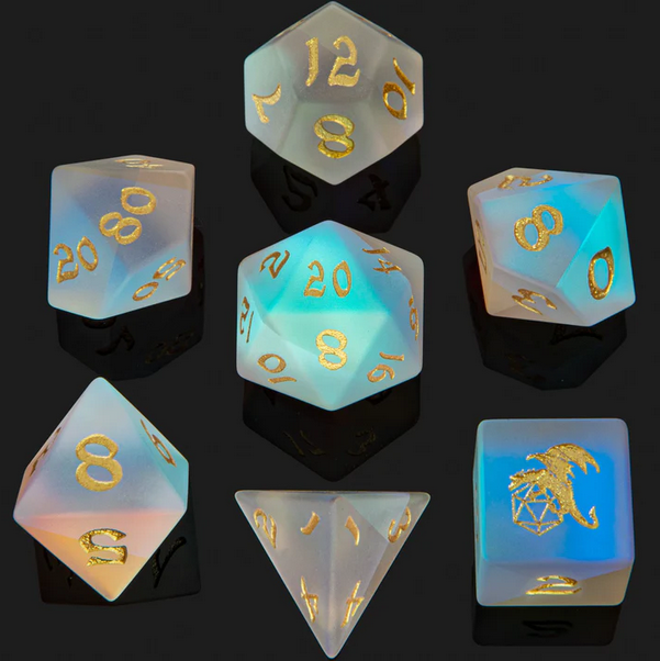 Dragons Hoard Glass Polyhedral Dice Set: Frosted Prismatic